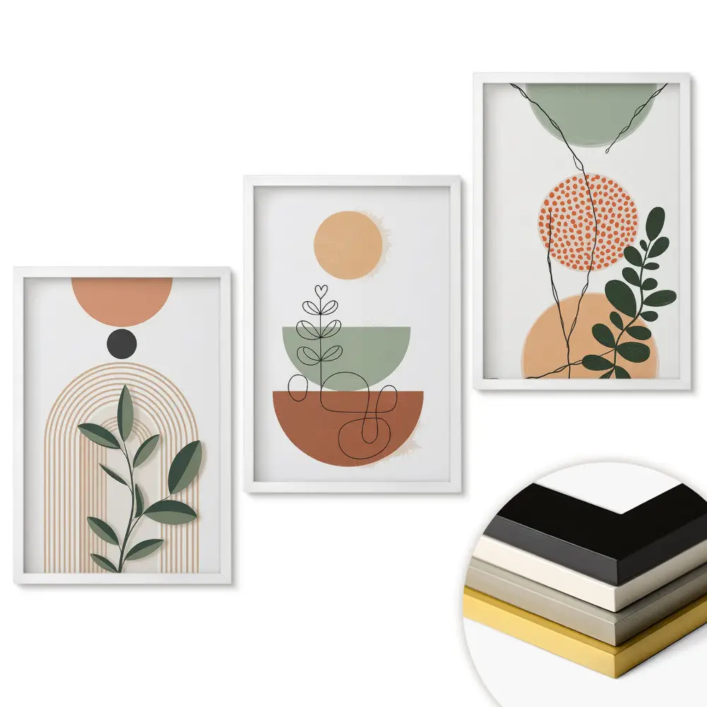 Triptych v ráme Abstraktné kompozície v pastelových farbách