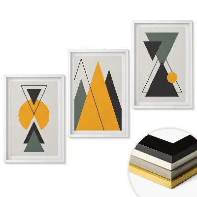 Triptych Geometria v modernej verzii v ráme
