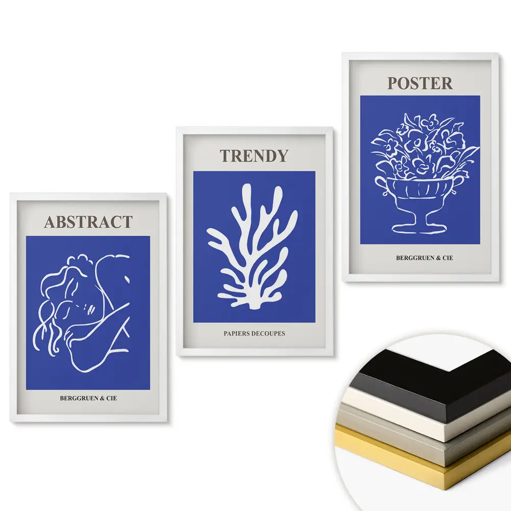 Triptych v ráme Moderná grafika v intenzívnych farbách