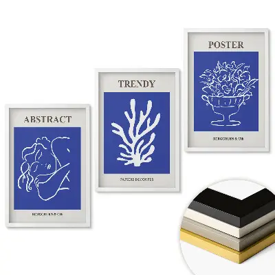 Triptych v ráme Moderná grafika v intenzívnych farbách
