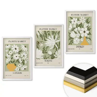 Triptych v ráme Kvetinové trhy v mestách po celom svete