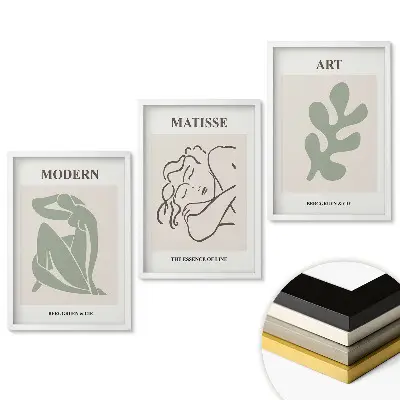 Triptych v ráme Štýlová grafika inšpirovaná moderným umením