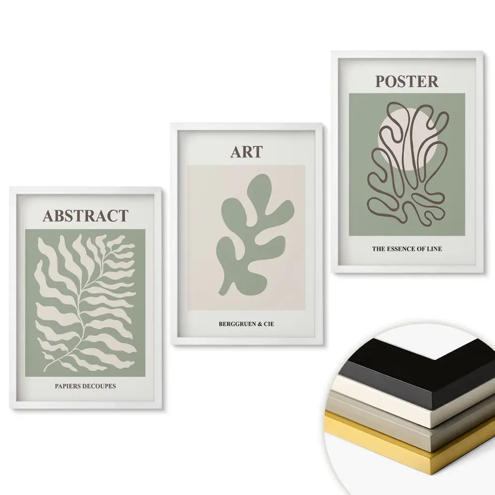 Triptych v ráme Moderná grafika s abstraktnými tvarmi