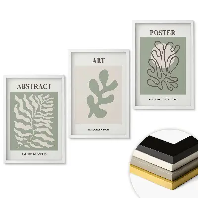 Triptych v ráme Moderná grafika s abstraktnými tvarmi