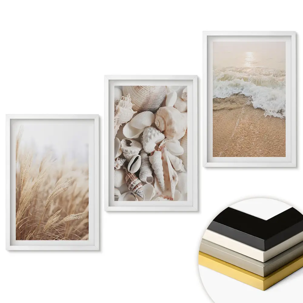 Triptych Príroda v troch pobrežných scenériách v ráme