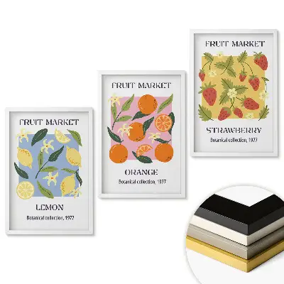 Triptych v ráme Ovocie z botanického trhu 1977