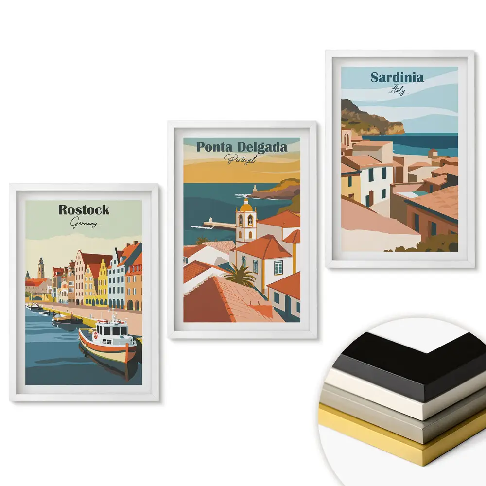 Triptych v ráme Cestovanie malebnými európskymi mestami