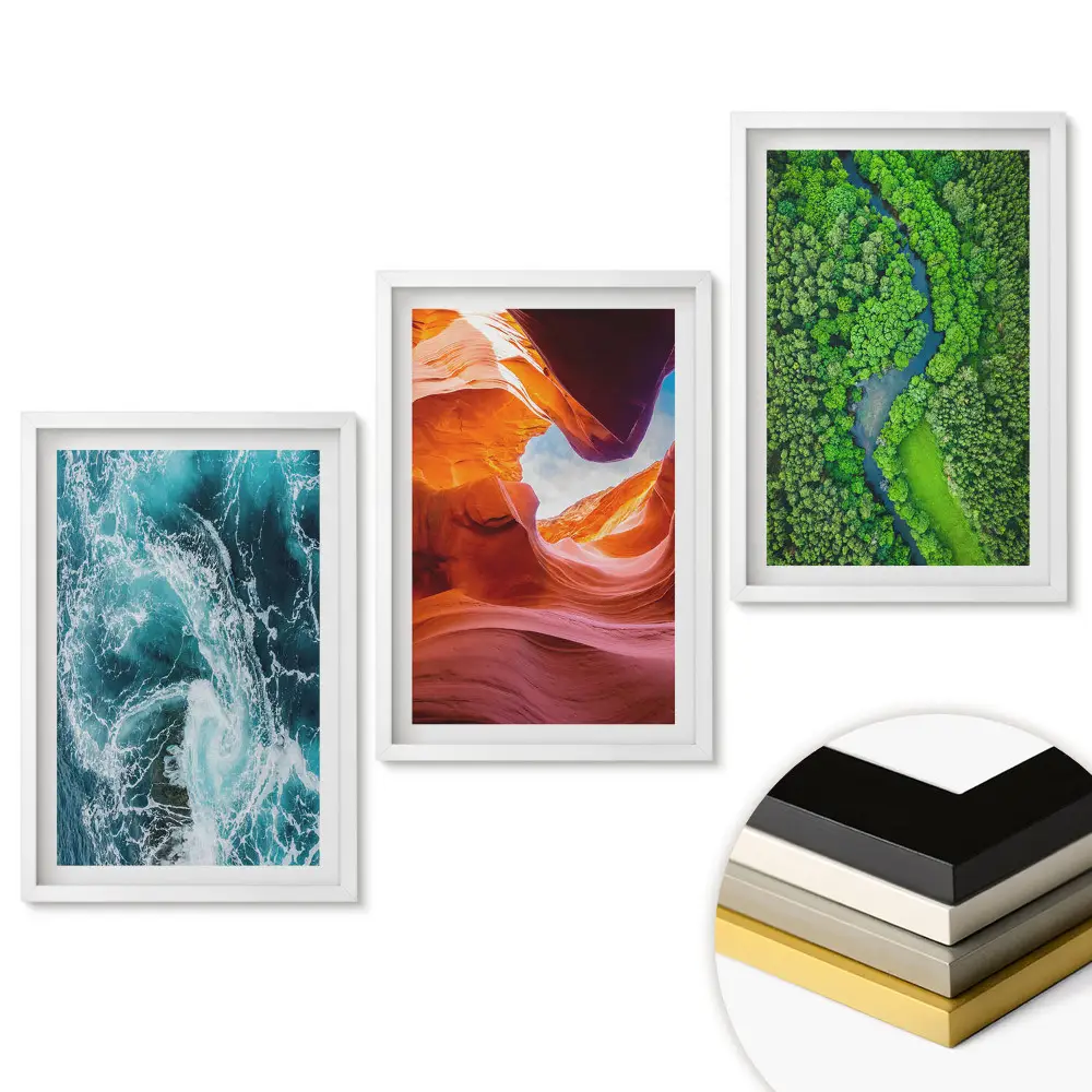 Triptych Príroda v troch odtieňoch krásy v ráme