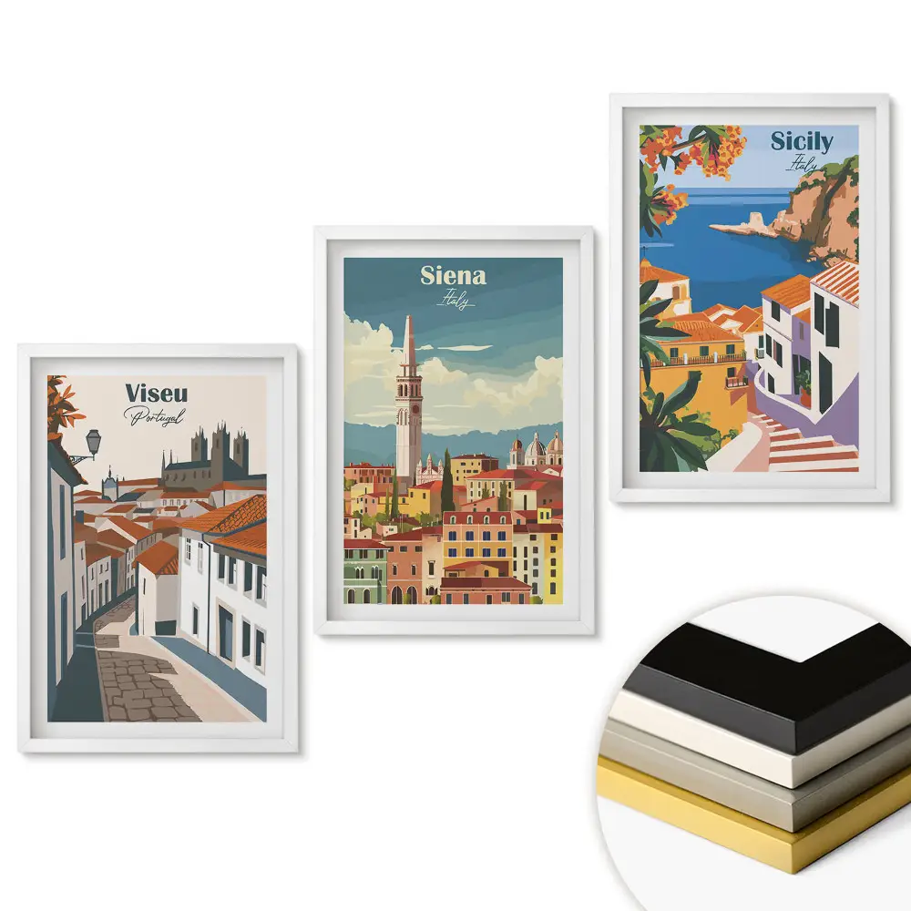 Set obrazov na stenu Talianske krajiny: Viseu, Siena, Sicília