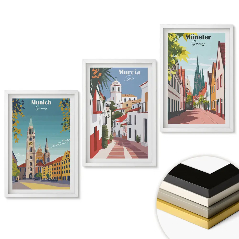 Triptych v ráme Európske mestá vo farebnej grafike