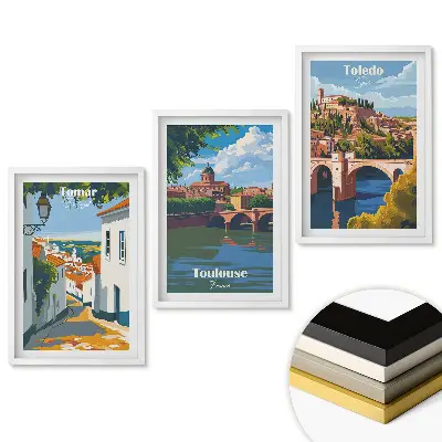 Set obrazov na stenu Očarujúce európske mestá v ilustráciách