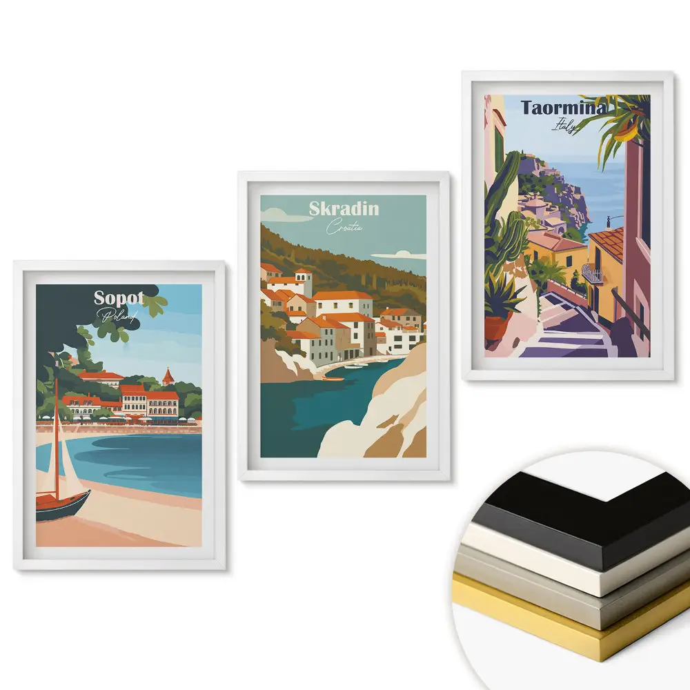 Triptych v ráme Dovolenkové destinácie: Sopot, Skradin, Taormina
