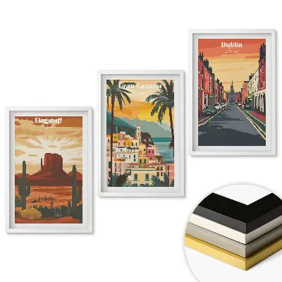 Triptych Cesta malebnými mestami Európy v ráme