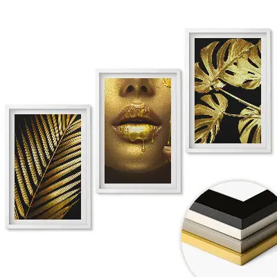Triptych v ráme s prvkami zlatej v modernom umení
