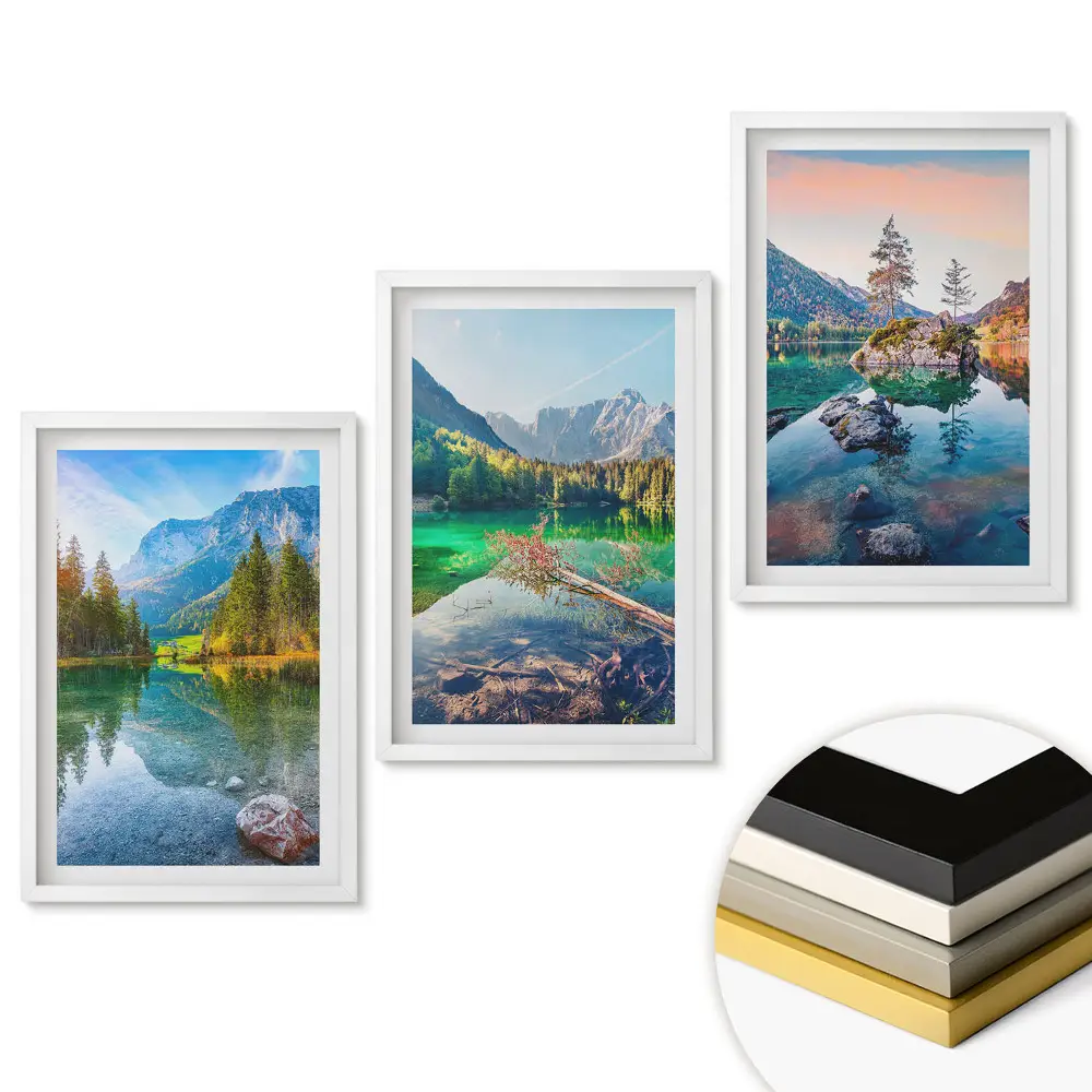 Triptych v ráme Malebné horské a vodné krajiny