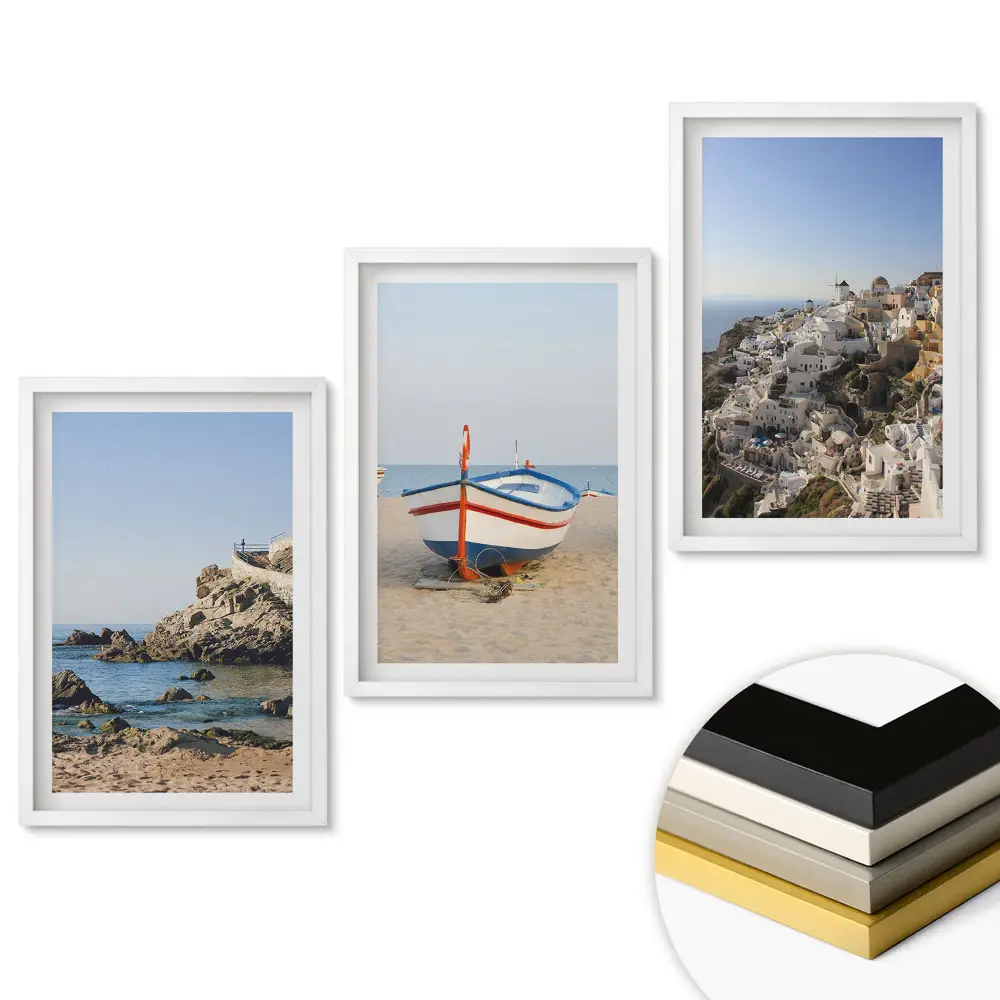 Triptych v ráme Malebné výhľady na more a architektúra