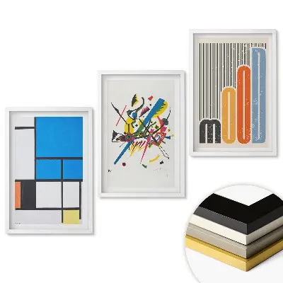 Triptych v ráme Abstraktné kompozície farieb a foriem