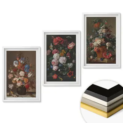 Triptych v ráme Kvetinové kompozície v umeleckom štýle