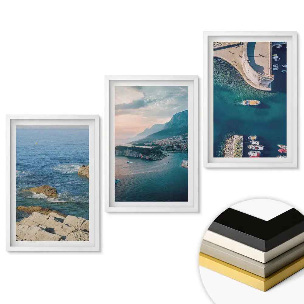 Triptych v ráme Malebné výhľady na more