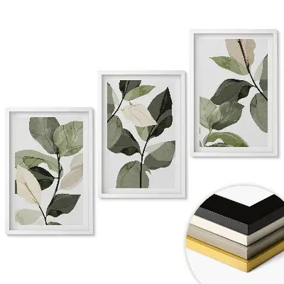 Set obrazov na stenu Elegancia listov v minimalistickom štýle