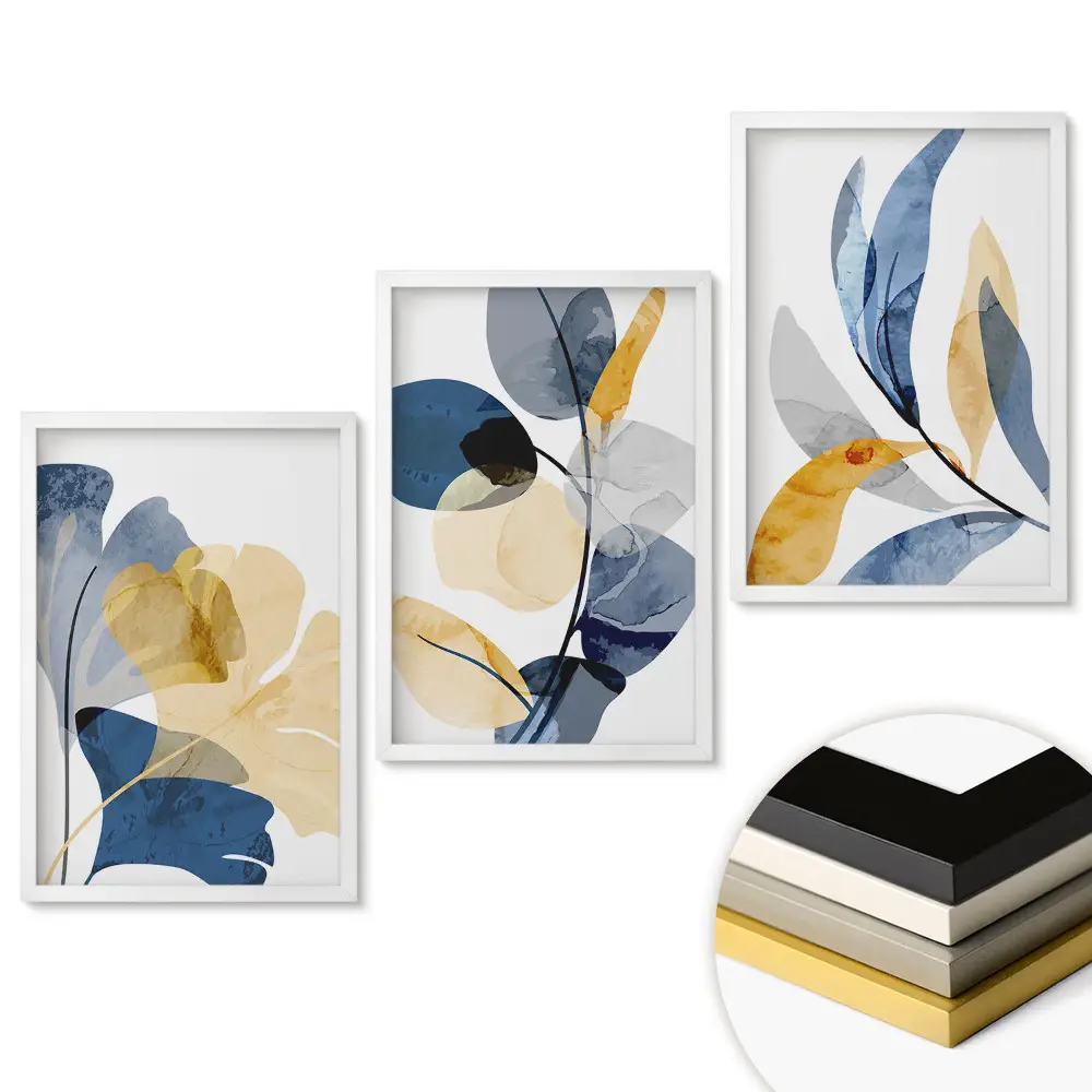 Triptych v ráme Kvetinové inšpirácie v modernom štýle
