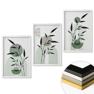Triptych v ráme Inšpirácie rastlinami v minimalistickom štýle