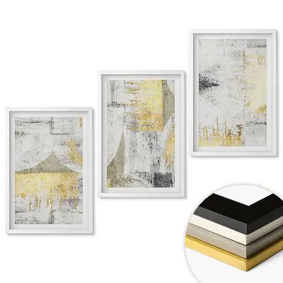 Triptych v ráme Abstraktné kompozície v odtieňoch zlata