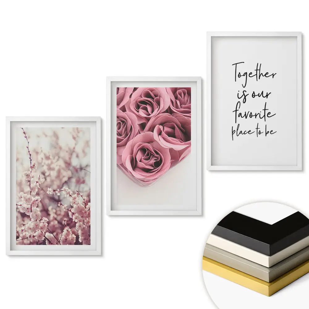 Triptych v ráme Kvety a láska v harmonickej kombinácii