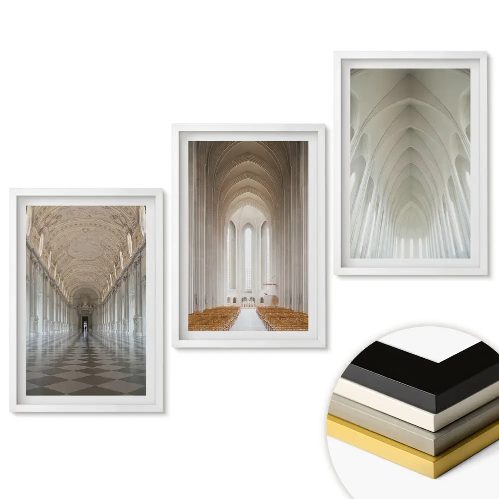Triptych v ráme Elegancia architektúry v minimalistickom štýle