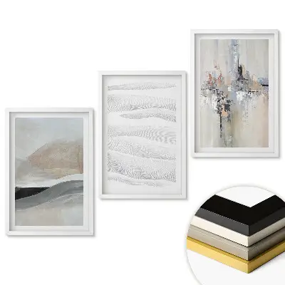 Triptych v ráme Abstraktné krajiny v tlmených farbách