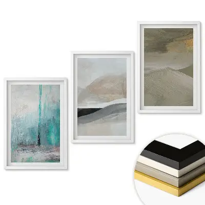 Triptych v ráme Abstraktné krajiny v tlmených farbách