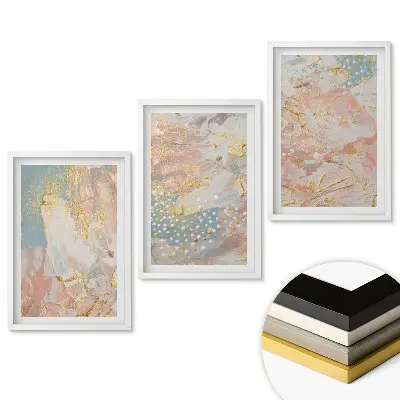 Triptych v ráme Abstraktné kompozície v jemných farbách