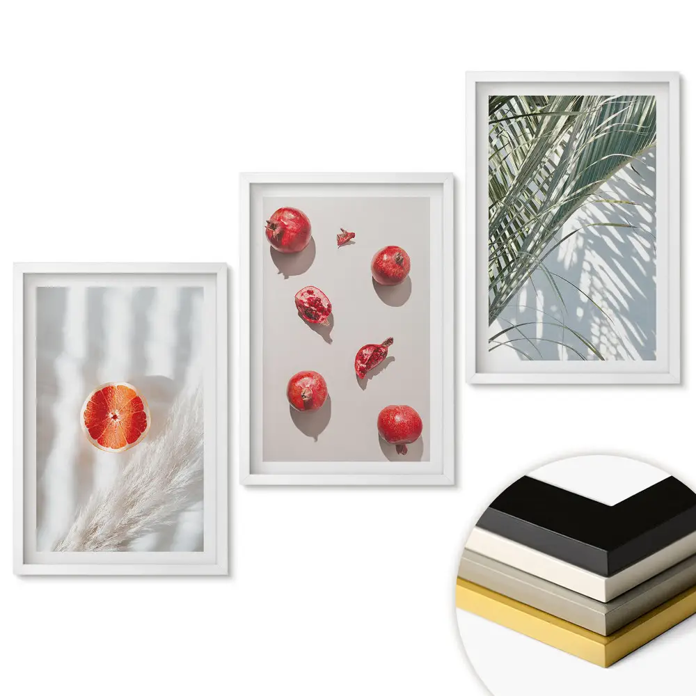 Triptych v ráme Ovocné inšpirácie v minimalistickom štýle