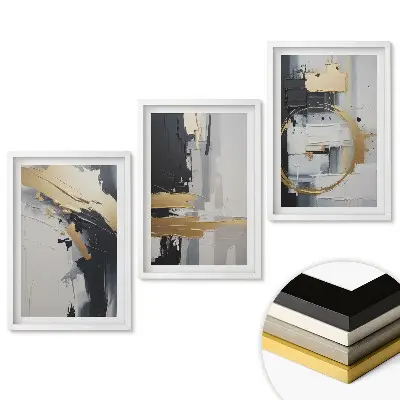 Triptych v ráme Abstraktné kompozície v odtieňoch sivej