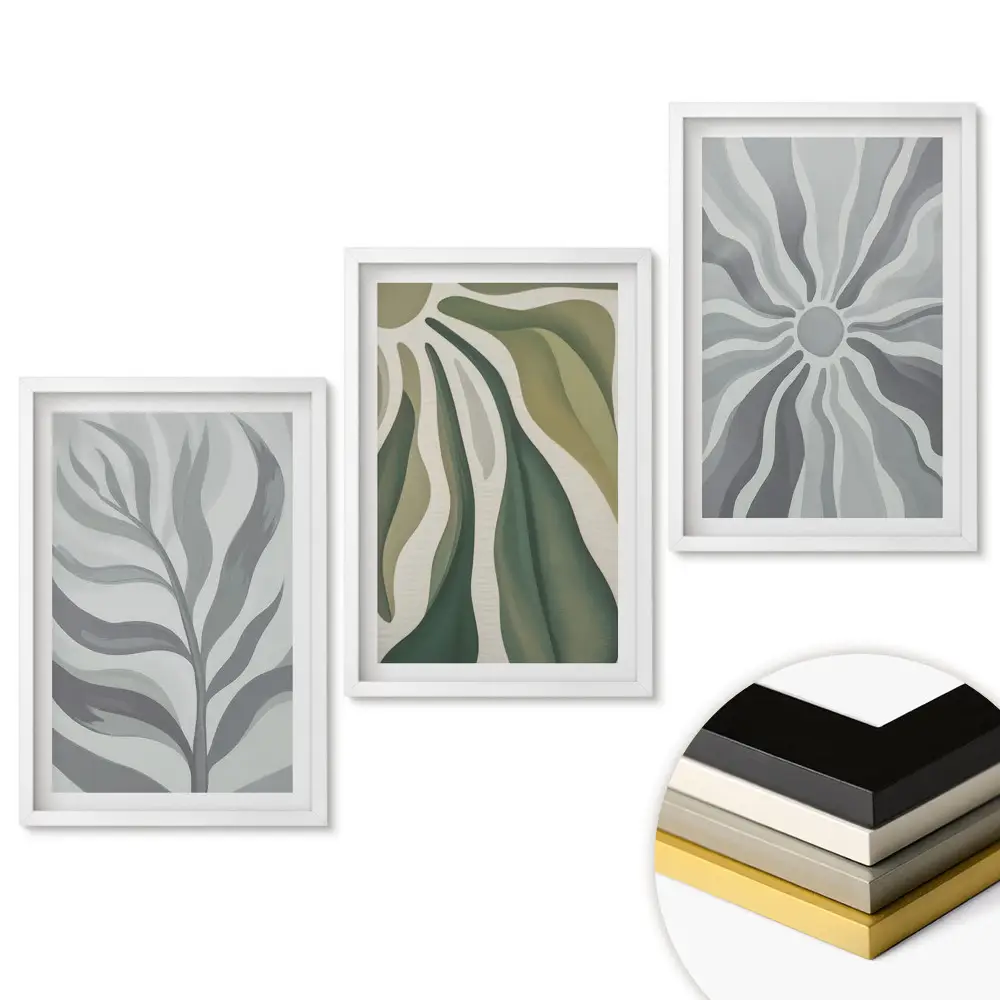 Triptych v ráme Inšpirácie rastlinami v minimalistickom štýle