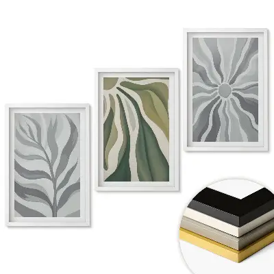 Triptych v ráme Inšpirácie rastlinami v minimalistickom štýle
