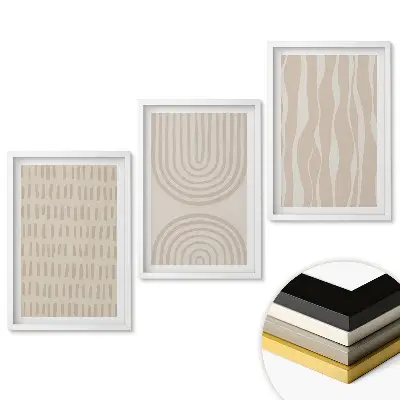 Triptych v ráme Minimalistické vzory v tlmených farbách