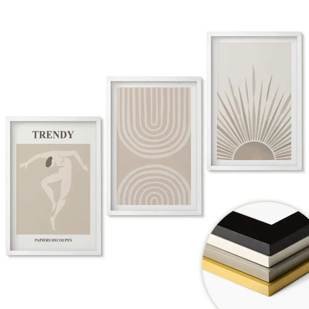 Triptych v ráme s moderným minimalistickým dizajnom