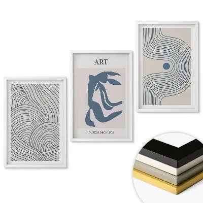 Triptych v ráme Abstraktné vzory v jemných odtieňoch
