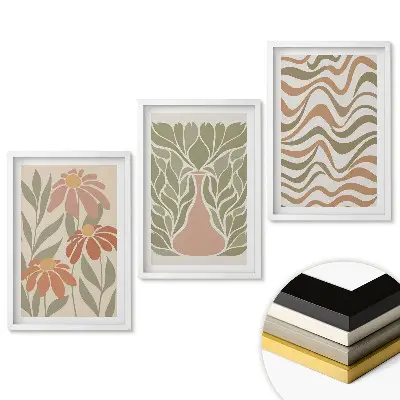 Triptych v ráme Kvetinové inšpirácie v modernom štýle