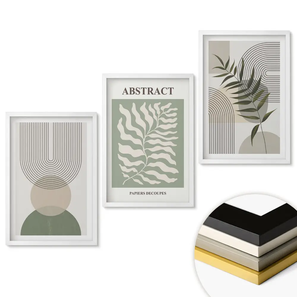 Triptych v ráme Abstraktné kompozície v jemných farbách