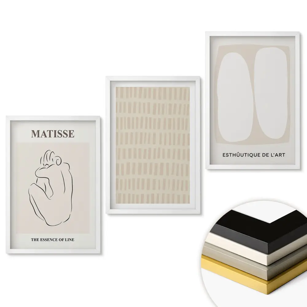 Triptych v ráme Minimalistická grafika inšpirovaná umením