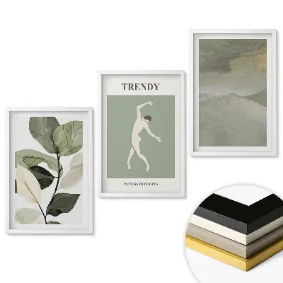 Set obrazov na stenu Moderná grafika s rastlinnými motívmi