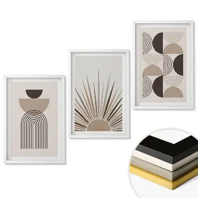Triptych v ráme Moderná grafika v tlmených farbách
