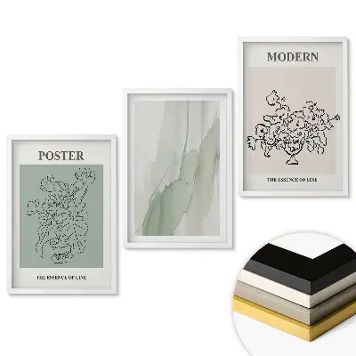 Triptych v ráme Minimalistická grafika pre moderný interiér