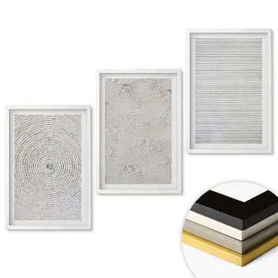 Triptych v ráme Abstraktné vzory v monochromatických odtieňoch