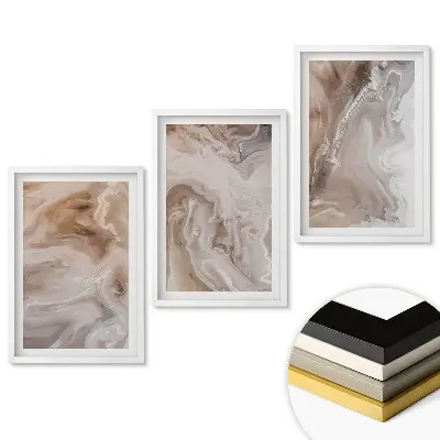 Triptych v ráme Abstraktné vzory v neutrálnych odtieňoch