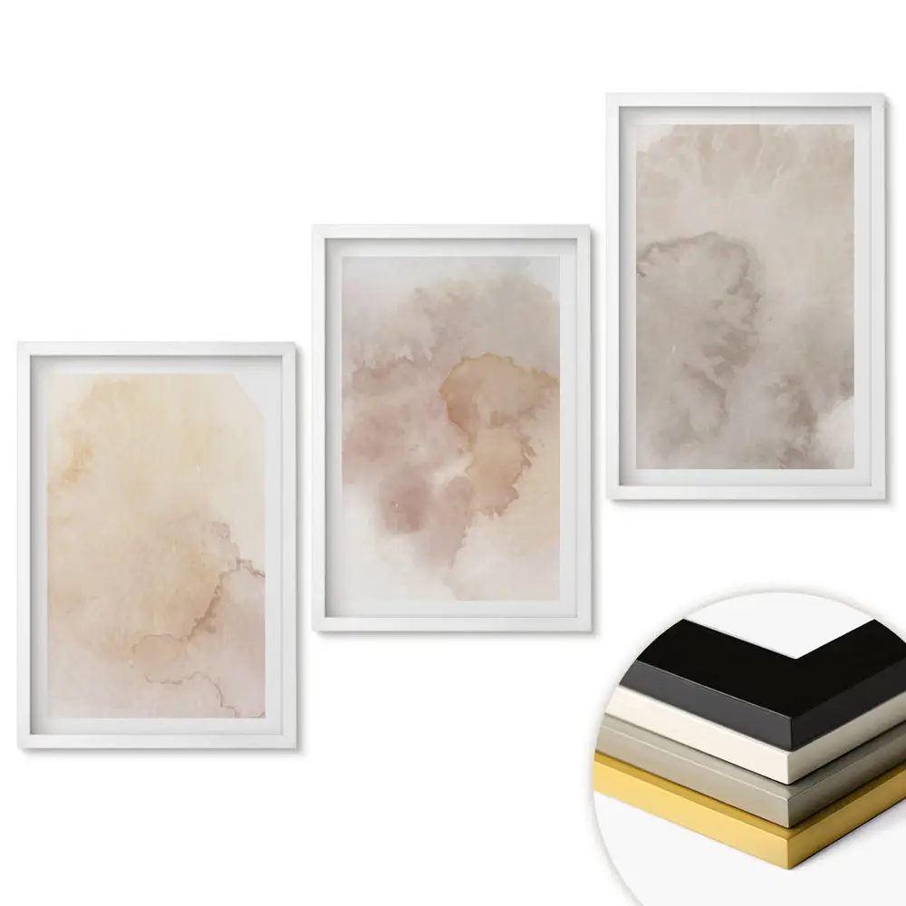 Triptych v ráme Abstraktné odtiene v jemných tónoch