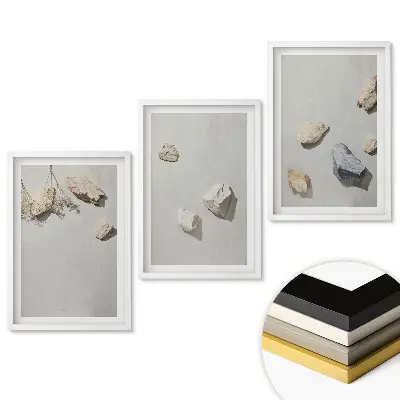 Triptych v ráme Prirodzená krása kameňov a rastlín