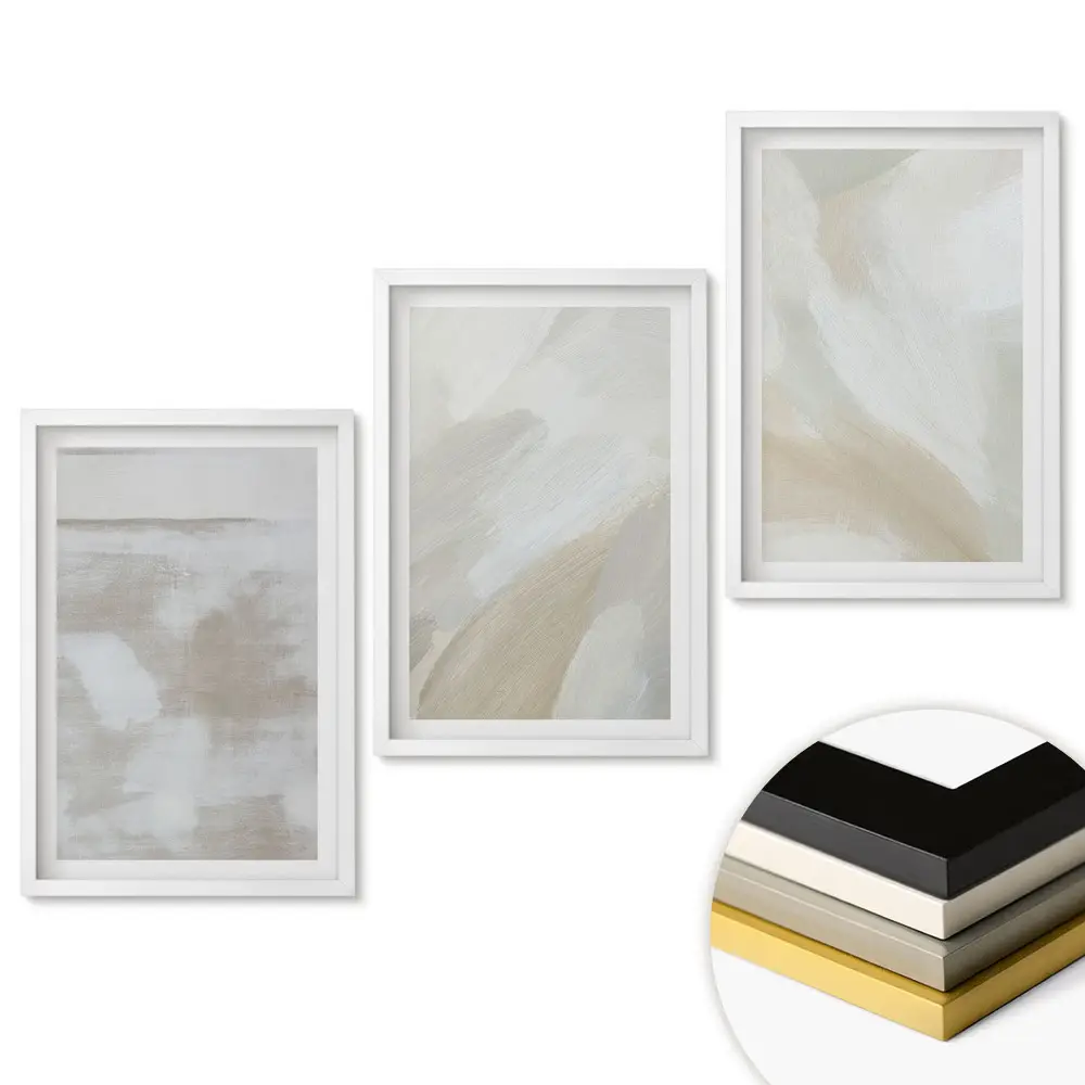 Triptych v ráme Abstraktné kompozície v jemných odtieňoch